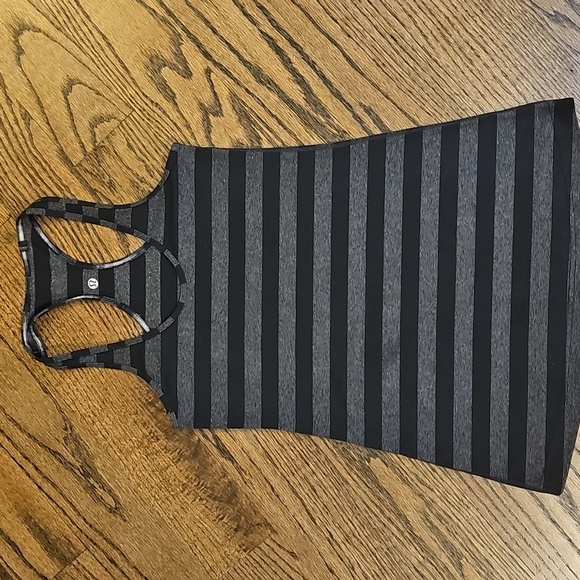 Lululemon Athletica Reversible Black and Gray Striped Tank - Picture 1 of 8